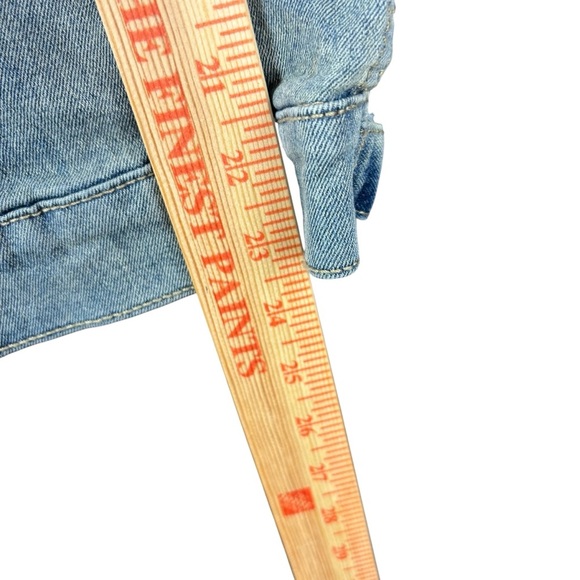 EUC Jewel House RARE Distressed Men’s Diamond Jean Jacket with patches Sz 2X - Picture 8 of 12